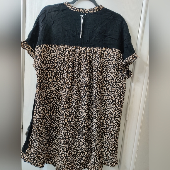 Black Tunic with Animal Print Trim - Picture 3 of 6